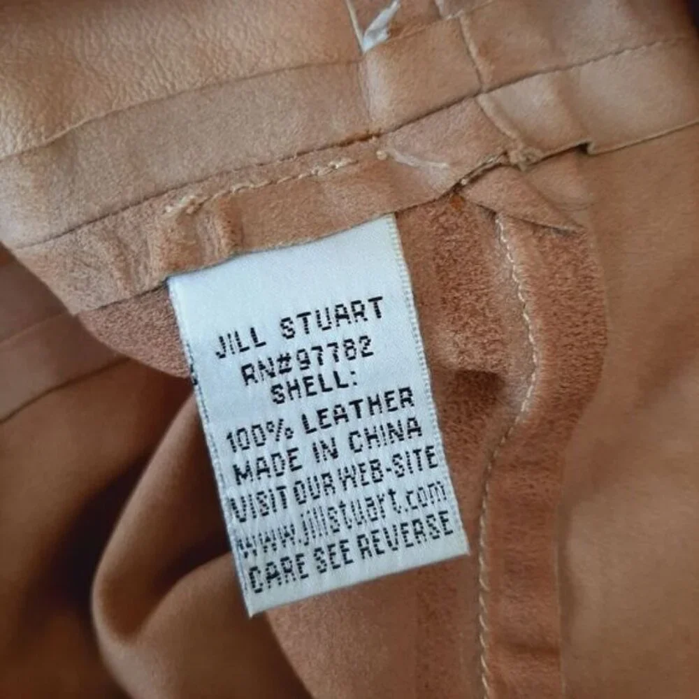 JILL STUART Genuine Suede Leather Mini Sheath Dress Tan Sz 0 Flawed - Picture 16 of 16